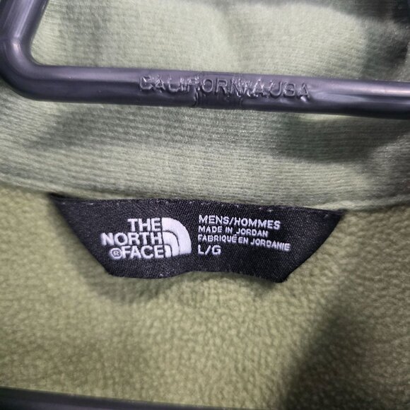 Mens The North Face Green Fleece Jacket Full Zip Polyester Blend Stretch Size L - Picture 3 of 9